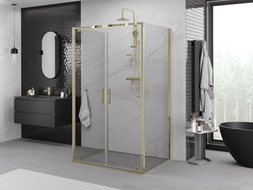 Mexen Exo-BR Duo 3S 3-sided hinged shower enclosure 120 x 110 cm, transparent, gold - 8182-120-110-50-00-3S