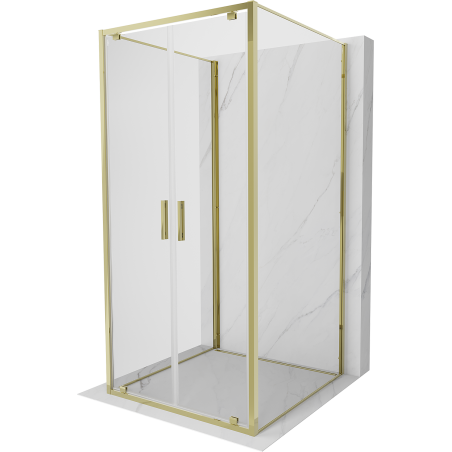 Mexen Exo-3S 3-wall hinged shower enclosure 120 x 120 cm, transparent, gold - 8182-120-120-50-00-3S