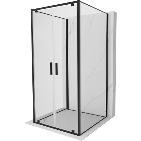 Mexen Exo-3S 3-wall shower enclosure with hinged door 90 x 90 cm, transparent, black - 8182-090-090-70-00-3S
