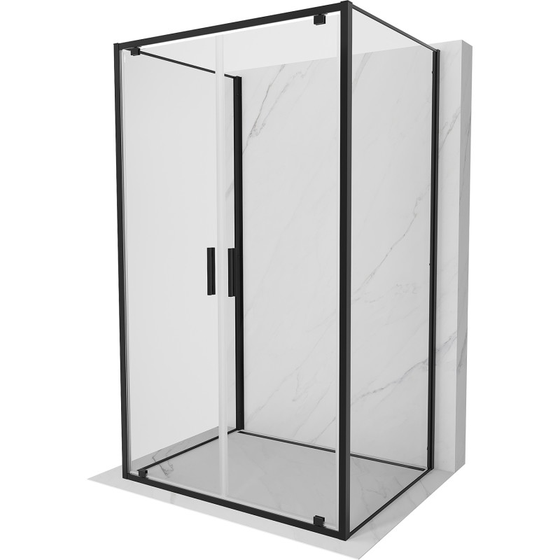 Mexen Exo-BR Duo 3S 3-walled shower cabin with hinged door 90 x 80 cm, transparent, black - 8182-090-080-70-00-3S