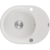 Mexen Kevin 1-bowl granite sink with drainer 586 x 458 mm, white, chrome siphon - 6517581005-20