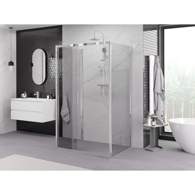 Mexen Exo-3S 3-sided sliding shower cabin 95 x 80 cm, transparent, chrome - 8153-095-080-01-00-3S