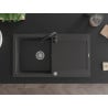 Mexen Leo granite kitchen sink with 1 bowl, drainer, and Telma kitchen faucet, black speckled - 6501-76-670200-70