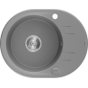 Mexen Kevin 1-bowl granite sink with drip tray 586 x 458 mm, gray, chrome siphon - 6517581005-71