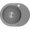 Mexen Kevin granite sink 1-bowl with drainer 586 x 458 mm, grey, chrome siphon - 6517581005-71