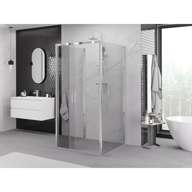 Mexen Exo-3S 3S 3-wall sliding shower cabin 95 x 95 cm, transparent, chrome - 8153-095-095-01-00-3S