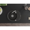 Mexen Kevin 1-bowl Granite Sink with Drainer 586 x 458 mm, Black/Gold Metallic, Chrome Siphon - 6517581005-75