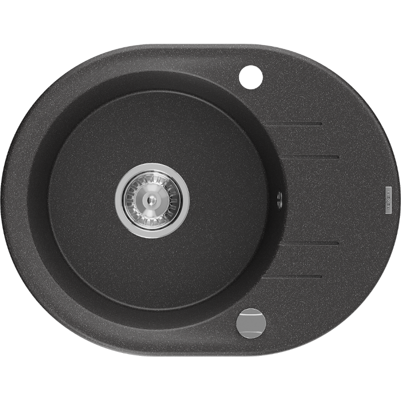 Mexen Kevin 1-compartment granite sink with a drip tray 586 x 458 mm, spotted black, siphon Chrome - 6517581005-76