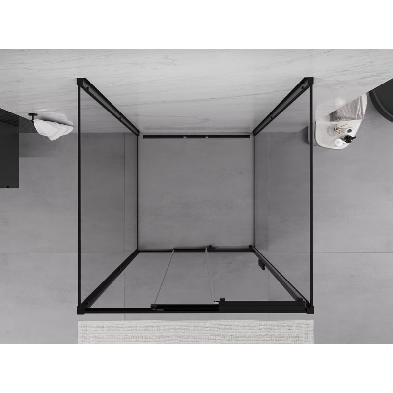 Mexen Exo-3S 3-wall sliding shower cabin 80 x 80 cm, transparent, black - 8153-080-080-70-00-3S