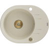 Mexen Kevin granite sink 1-bowl with drainer 586 x 458 mm, beige, gold siphon - 6517581005-69-G