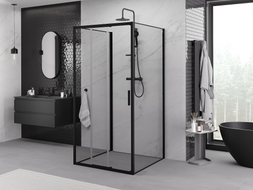 Mexen Exo-3S 3S 3-sided sliding shower cabin 90 x 90 cm, transparent, black - 8153-090-090-70-00-3S
