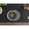 Mexen Kevin 1-bowl granite sink with drainer 586 x 458 mm, gray, gold siphon - 6517581005-71-G