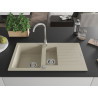 Mexen Matias granite sink 1.5-bowl with drainer and Telma kitchen faucet, beige - 6502-69-670200-00