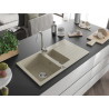 Mexen Matias granite sink 1.5-bowl with drainer and Telma kitchen faucet, beige - 6502-69-670200-00