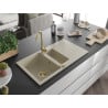 Mexen Matias granite sink 1.5-bowl with drainer and Telma kitchen tap, beige - 6502-69-670200-50