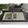 Mexen Matias 1.5-bowl granite sink with drainer and Telma kitchen faucet, beige - 6502-69-670200-70