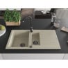 Mexen Matias granite kitchen sink 1.5-bowl with drainer and Telma kitchen tap, beige - 6502-69-670200-70