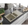 Mexen Matias granite kitchen sink 1.5-bowl with drainer and Telma kitchen tap, beige - 6502-69-670200-70