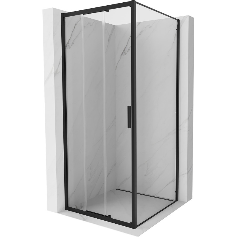 Mexen Exo-3S sliding shower cabin 80 x 80 cm, transparent, black - 8153-080-080-70-00