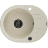 Mexen Kevin single-bowl granite sink with drainer 586 x 458 mm, beige, black siphon - 6517581005-69-B
