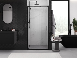 Mexen Exo-3S sliding shower door 75 cm, transparent, black - 8153-075-000-70-00