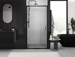 Mexen Exo-3S sliding shower door 85 cm, transparent, black - 8153-085-000-70-00