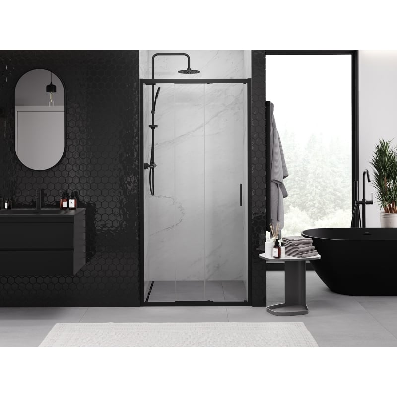 Mexen Exo-3S sliding shower doors 100 cm, transparent, black - 8153-100-000-70-00