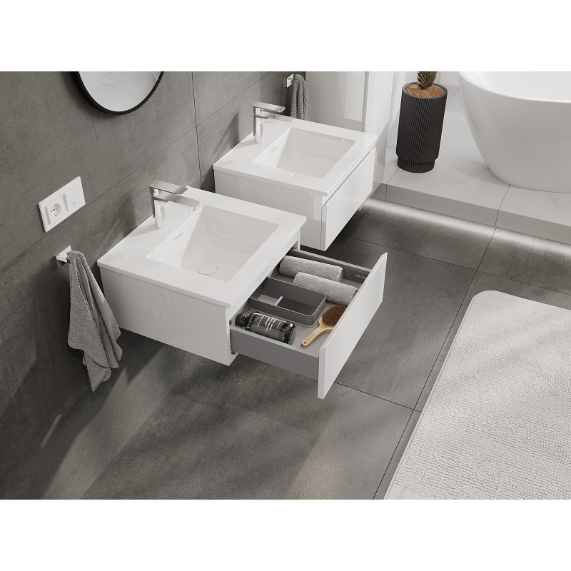 Mexen Orio bathroom cabinet 50 cm with sink Otis, 1 drawer, white gloss - 91A10-05023-1-BF00-W18M00