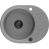 Mexen Kevin granite sink 1-bowl with drainer 586 x 458 mm, gray, black siphon - 6517581005-71-B