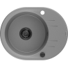 Mexen Kevin granite sink 1-bowl with drainer 586 x 458 mm, grey, black siphon - 6517581005-71-B