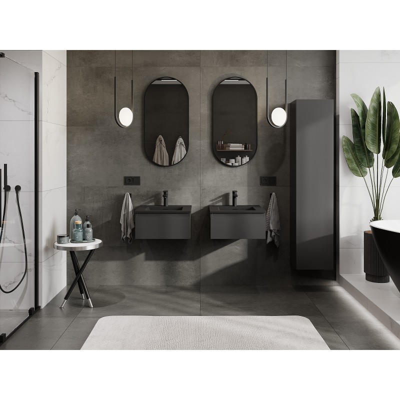 Mexen Orio bathroom cabinet 50 cm with Otis washbasin, 1 drawer, black matt - 91A10-05023-1-BF71-W18M71