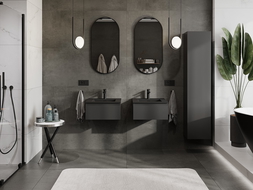 Mexen Orio bathroom cabinet 50 cm with Otis washbasin, 1 drawer, black matt - 91A10-05023-1-BF71-W18M71