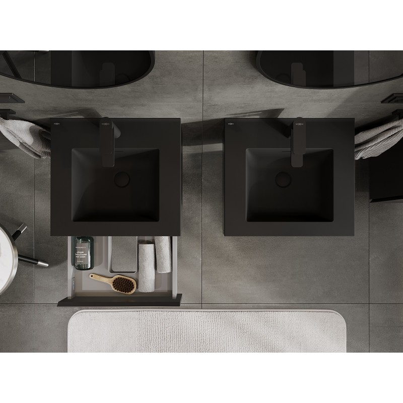 Mexen Orio bathroom cabinet 50 cm with Otis washbasin, 1 drawer, black matt - 91A10-05023-1-BF71-W18M71