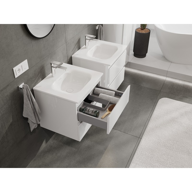 Mexen Orio bathroom cabinet 50 cm with Vela basin, 2 drawers, white gloss - 91A10-05047-2-BFF00-W23M00