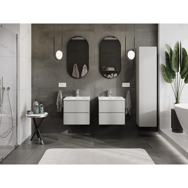Mexen Orio bathroom cabinet 50 cm with Vela washbasin, 2 drawers, grey matte/white matte - 91A10-05047-2-BFF62-W23M01