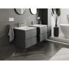 Mexen Orio bathroom cabinet 50 cm with Vela washbasin, 2 drawers, matte graphite/white matte - 91A10-05047-2-BFF66-W23M01