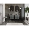 Mexen Orio bathroom cabinet 50 cm with Vela washbasin, 2 drawers, matte graphite/white matte - 91A10-05047-2-BFF66-W23M01
