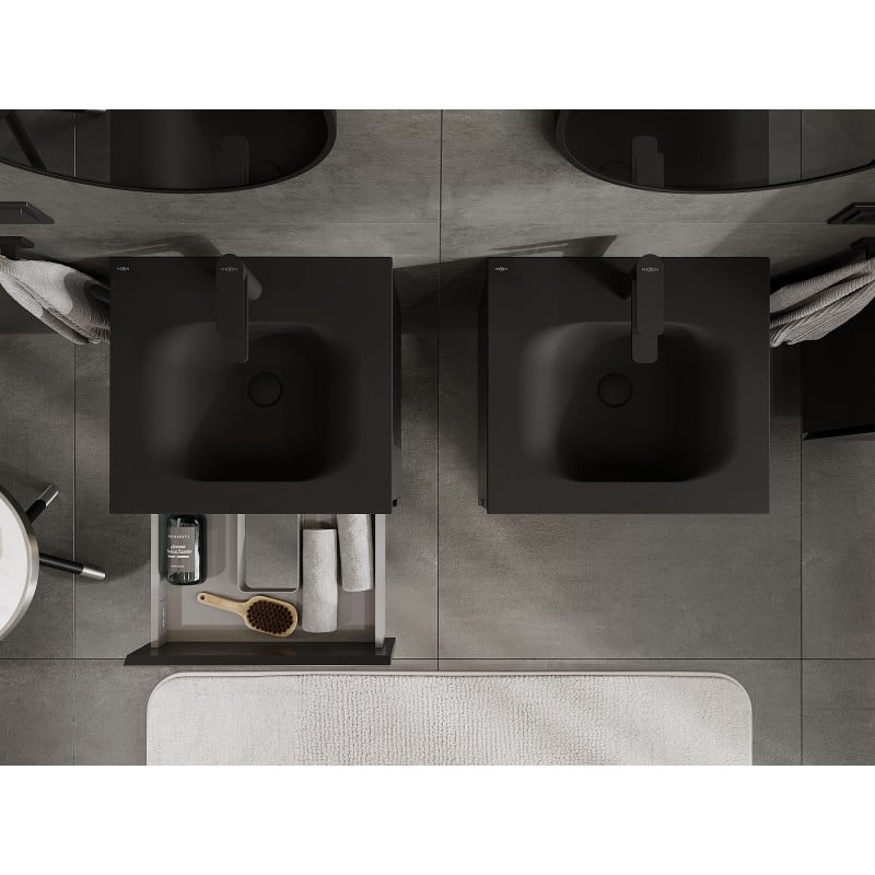 Mexen Orio 50 cm Bathroom Cabinet with Vela Sink, 2 Drawers, Black Matte - 91A10-05047-2-BFF71-W23M71
