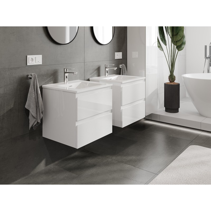 Mexen Orio 50 cm Bathroom Cabinet with Otis Sink, 2 Drawers, White Gloss - 91A10-05047-2-BFF00-W18M00