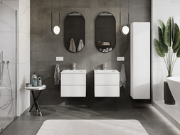 Mexen Orio bathroom cabinet 50 cm with Otis washbasin, 2 drawers, white matte - 91A10-05047-2-BFF01-W18M01