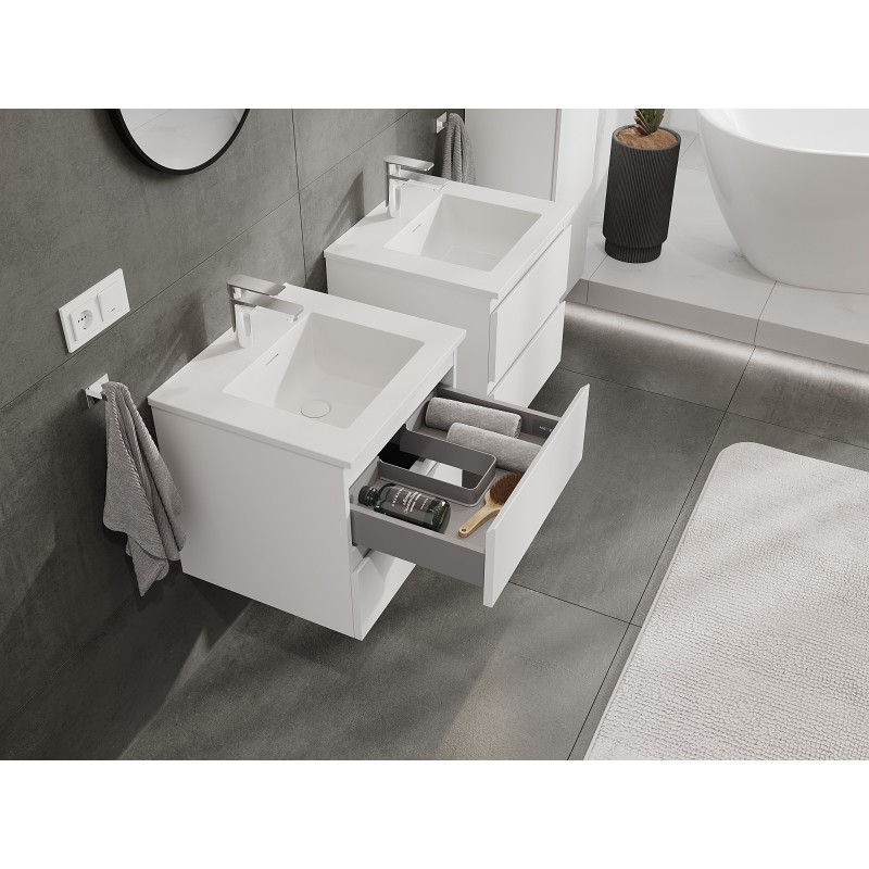 Mexen Orio bathroom cabinet 50 cm with Otis washbasin, 2 drawers, white matte - 91A10-05047-2-BFF01-W18M01