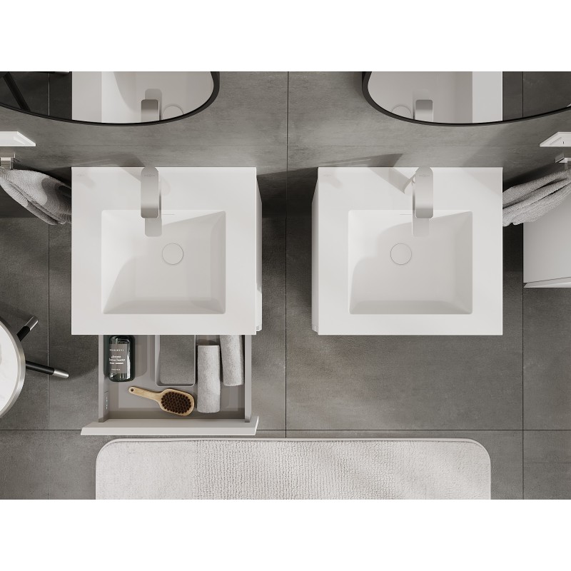 Mexen Orio bathroom cabinet 50 cm with Otis washbasin, 2 drawers, white matte - 91A10-05047-2-BFF01-W18M01