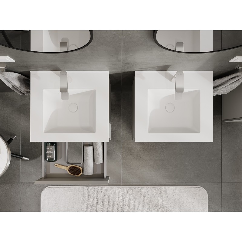 Mexen Orio bathroom cabinet 50 cm with Otis washbasin, 2 drawers, grey matte/white matte - 91A10-05047-2-BFF62-W18M01