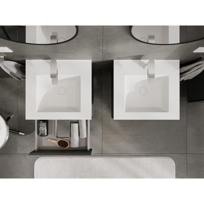 Mexen Orio bathroom cabinet 50 cm with sink Otis, 2 drawers, graphite matte/white matte - 91A10-05047-2-BFF66-W18M01