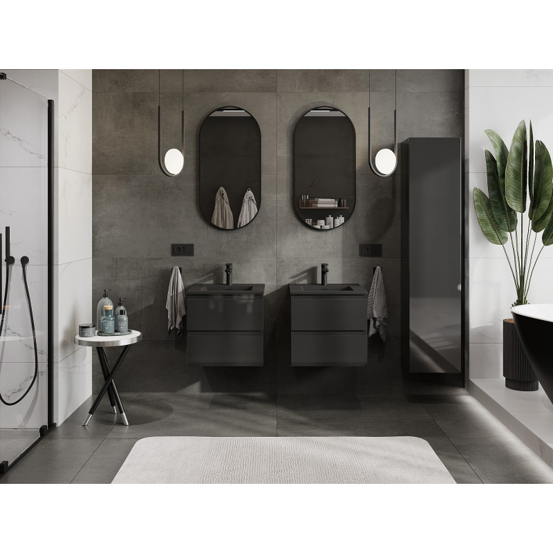 Mexen Orio 50 cm Bathroom Cabinet with Sink Otis, 2 Drawers, Black Gloss/Black Matte - 91A10-05047-2-BFF70-W18M71