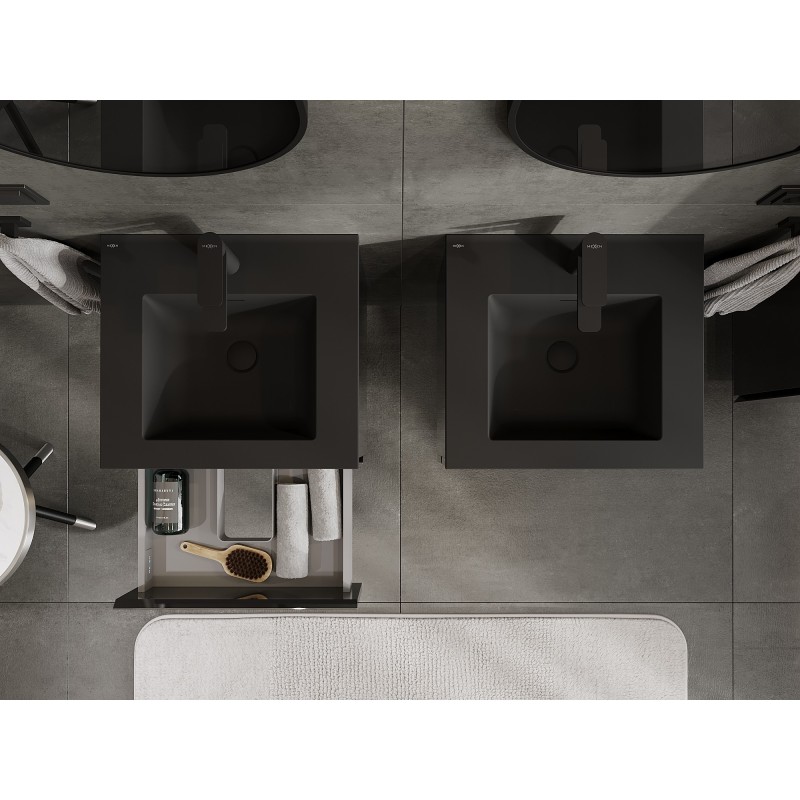 Mexen Orio 50 cm Bathroom Cabinet with Otis Sink, 2 Drawers, Black Gloss/Black Matte - 91A10-05047-2-BFF70-W18M71