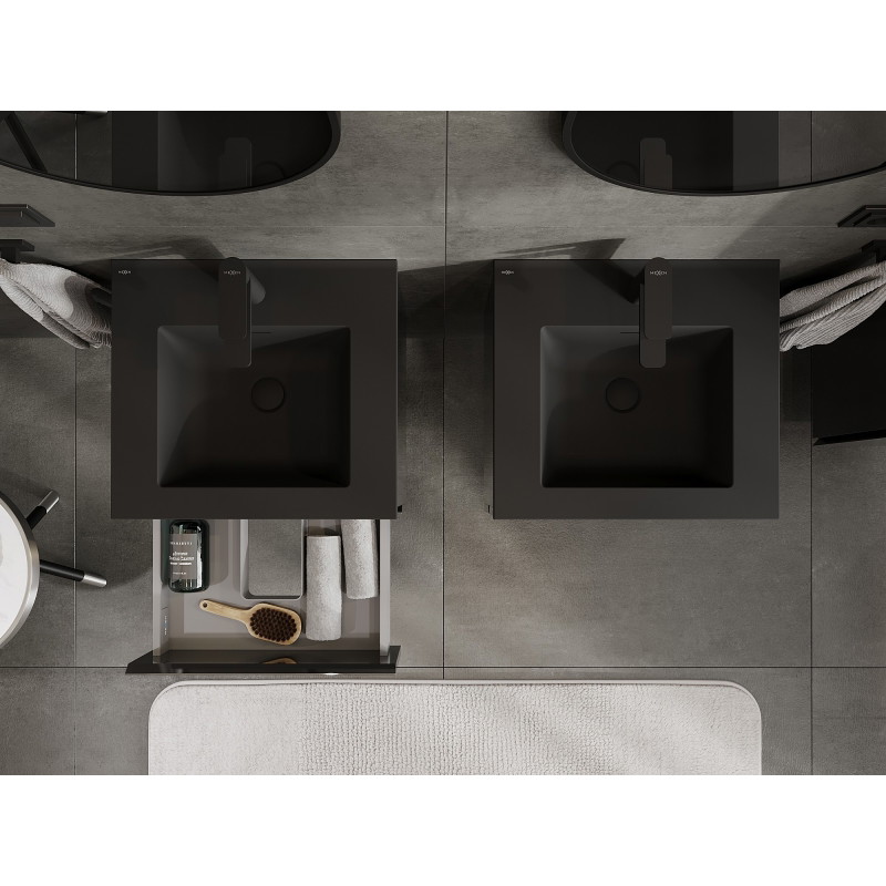 Mexen Orio 50 cm Bathroom Cabinet with Sink Otis, 2 Drawers, Black Gloss/Black Matte - 91A10-05047-2-BFF70-W18M71