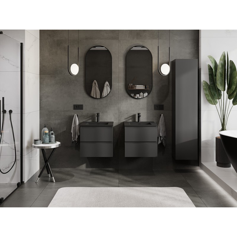 Mexen Orio bathroom cabinet 50 cm with Otis washbasin, 2 drawers, black matte - 91A10-05047-2-BFF71-W18M71