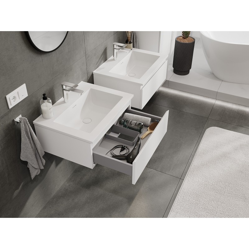 Mexen Orio Bathroom Cabinet 60 cm with Otis Sink, 1 Drawer, White Matte - 91A10-06023-1-BF01-W18M01