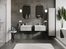 Mexen Orio bathroom cabinet 60 cm with Otis washbasin, 1 drawer, grey matte/white matte - 91A10-06023-1-BF62-W18M01